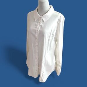 NWT Michel Studio Women’s White Dress Shirt Size 16 Cotton Spantex